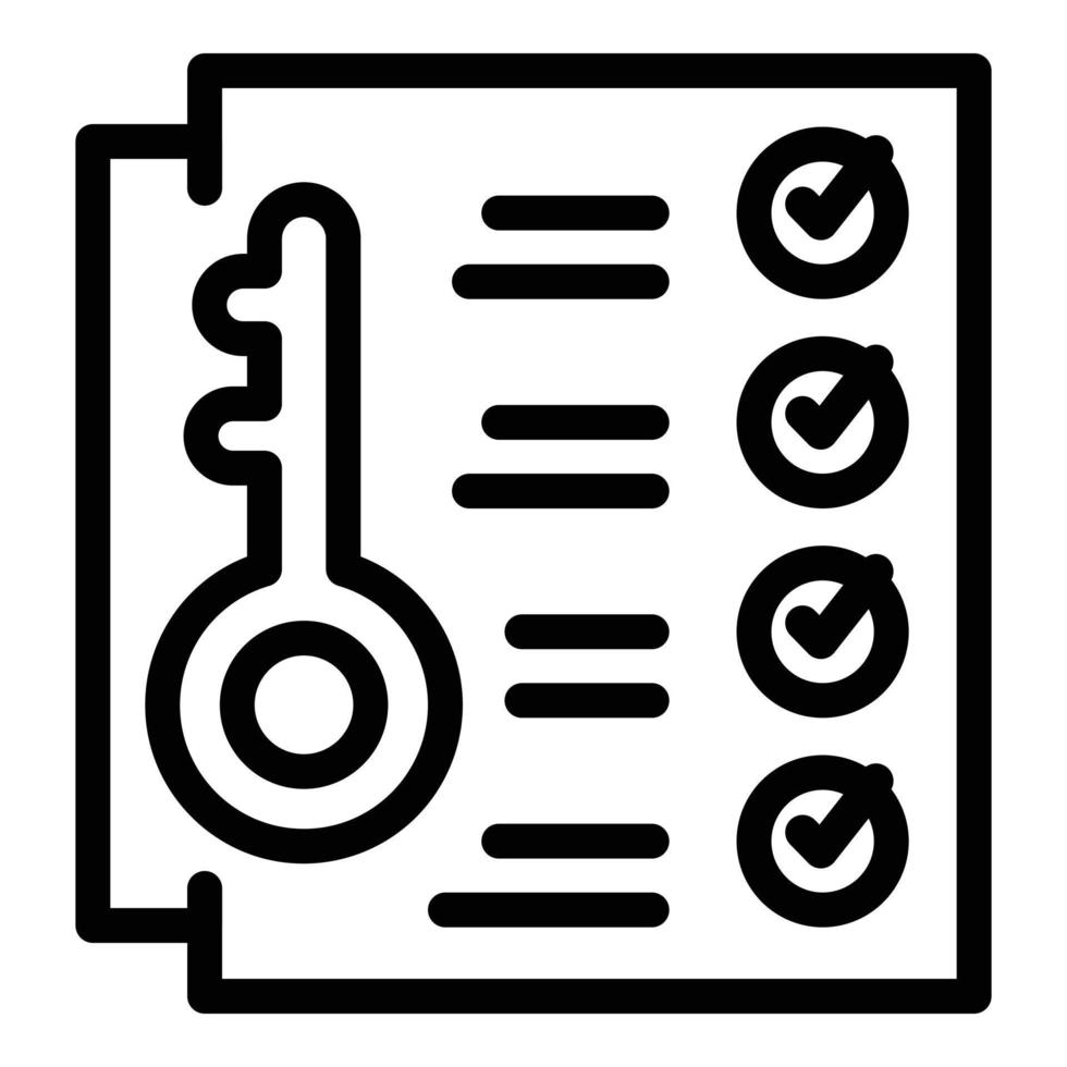 vecteur de contour d'icône de document clé. demande de prêt