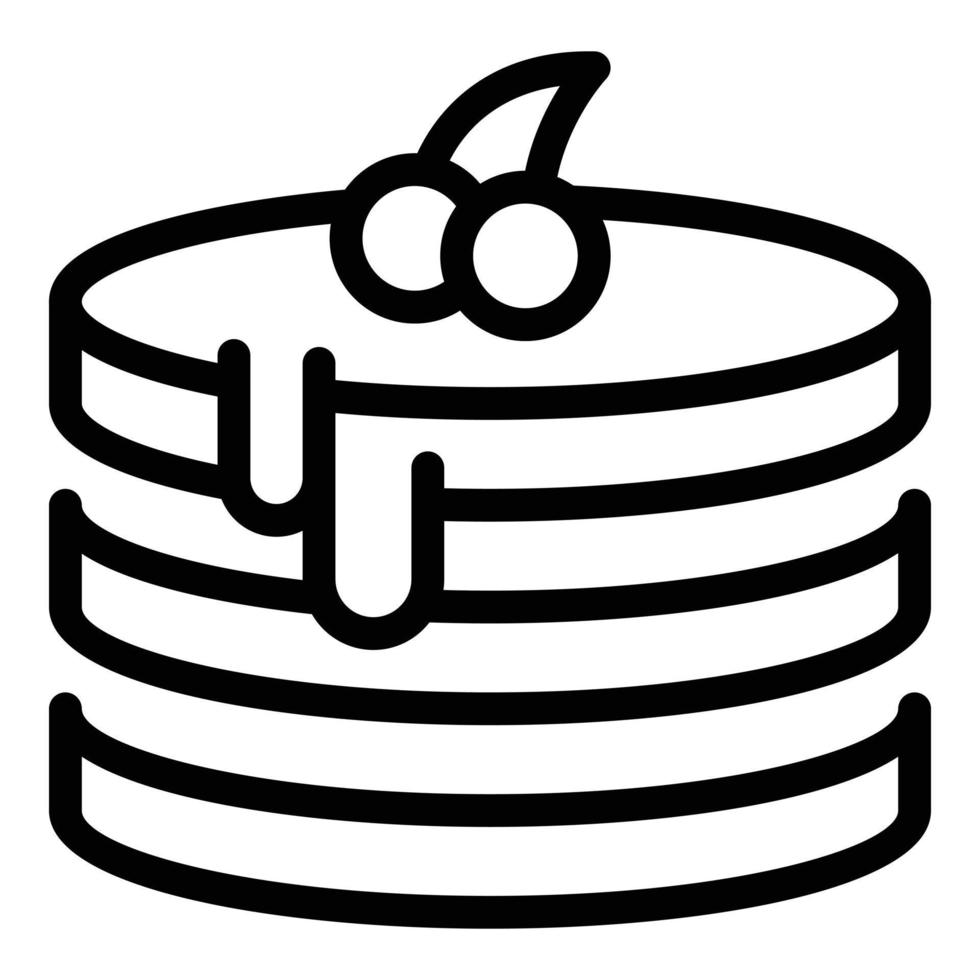 vecteur de contour d'icône de gâteau aux cerises. fondue fontaine