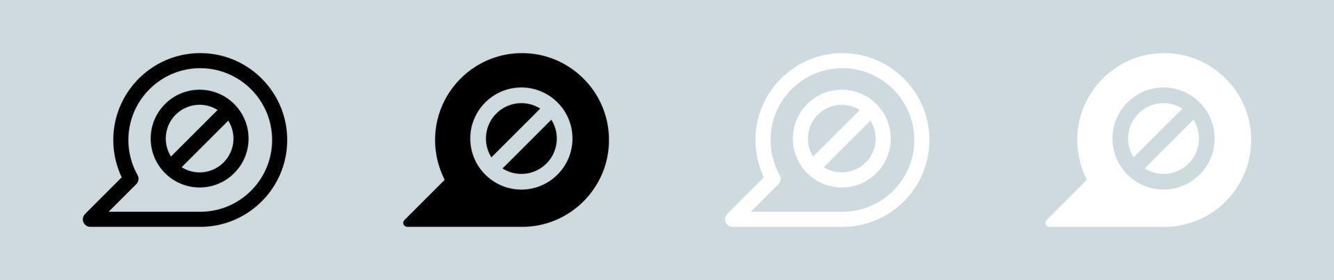 bloquer l'icône de chat en noir et blanc. illustration vectorielle de signes de message. vecteur