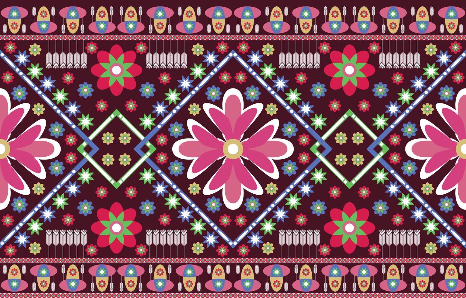 motif ethnique floral indigène sans couture. fond de vecteur tribal avec des éléments folkloriques décoratifs. impression d'art géométrique abstrait aztèque. style navajo indien maya mexique africain. conception pour tissu, textile.