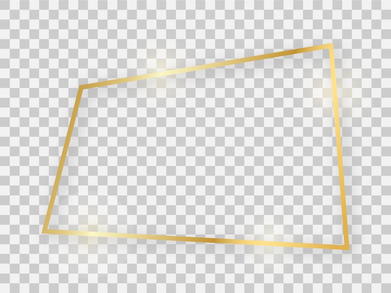 cadre rectangulaire brillant doré avec des effets lumineux et des ombres. illustration vectorielle vecteur
