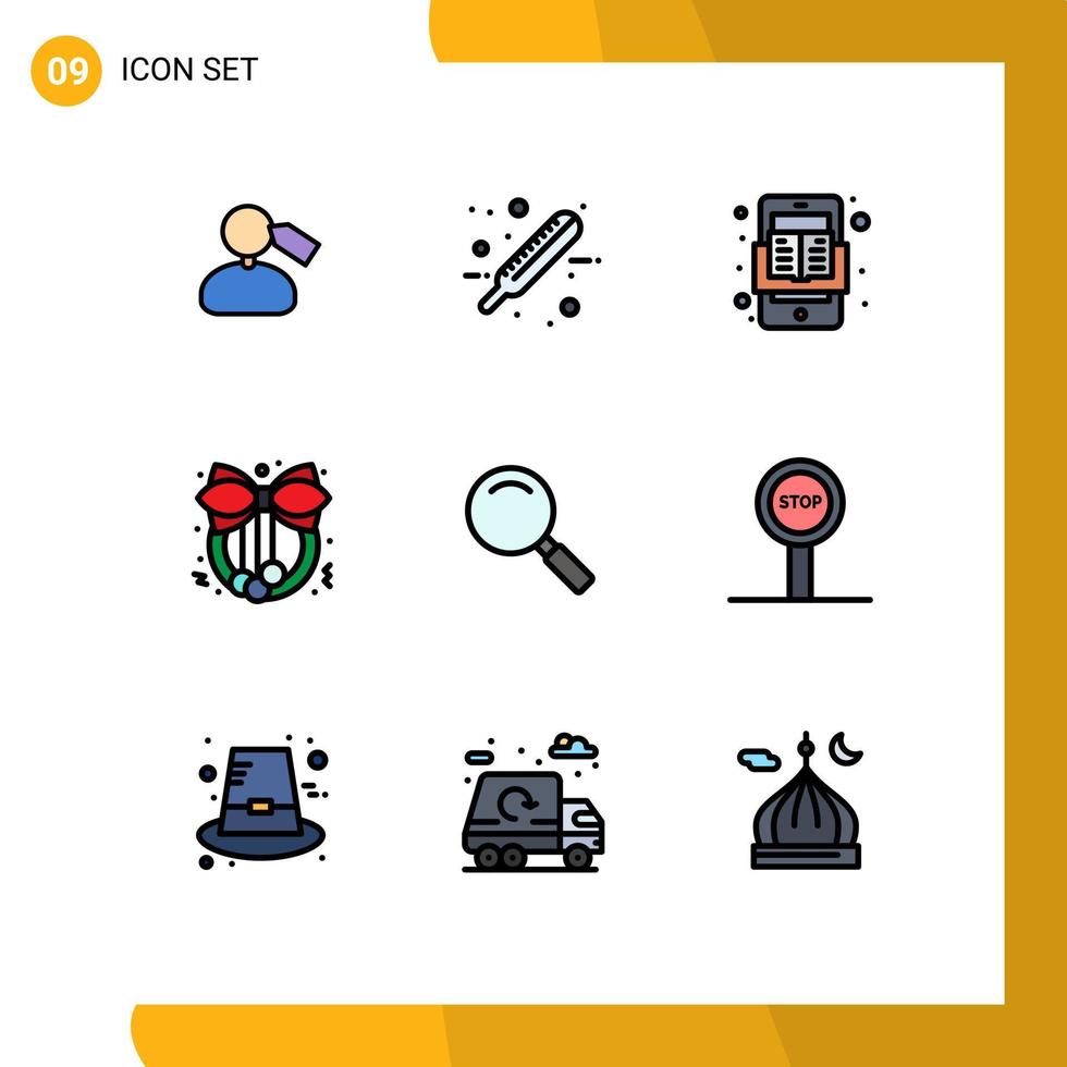 ensemble de 9 symboles d'icônes d'interface utilisateur modernes signes pour loupe couronne de livre éléments de conception vectoriels modifiables de noël vecteur