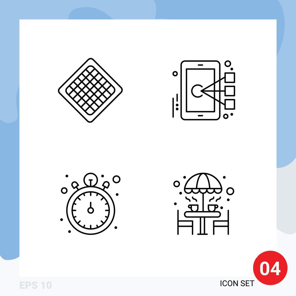 groupe de 4 couleurs plates remplies modernes définies pour des éléments de conception vectoriels modifiables de montre mobile gaufre chronomètre rapide vecteur