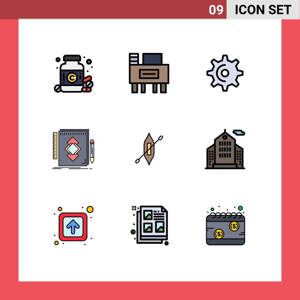 pack d'icônes vectorielles stock de 9 signes et symboles de ligne pour l'outil de dessin d'équipement de développement de canoë éléments de conception vectoriels modifiables vecteur