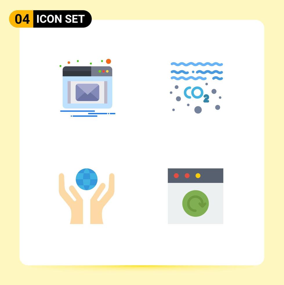 pack de 4 signes et symboles d'icônes plates modernes pour les supports d'impression Web tels que les éléments de conception vectoriels modifiables de l'email world gas co mac vecteur