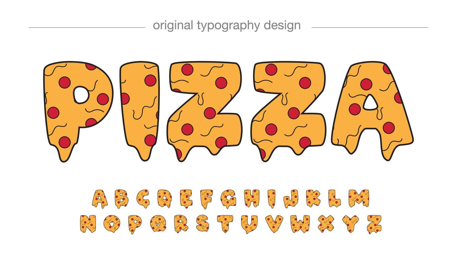 effet de texte de dessin animé de pizza vecteur