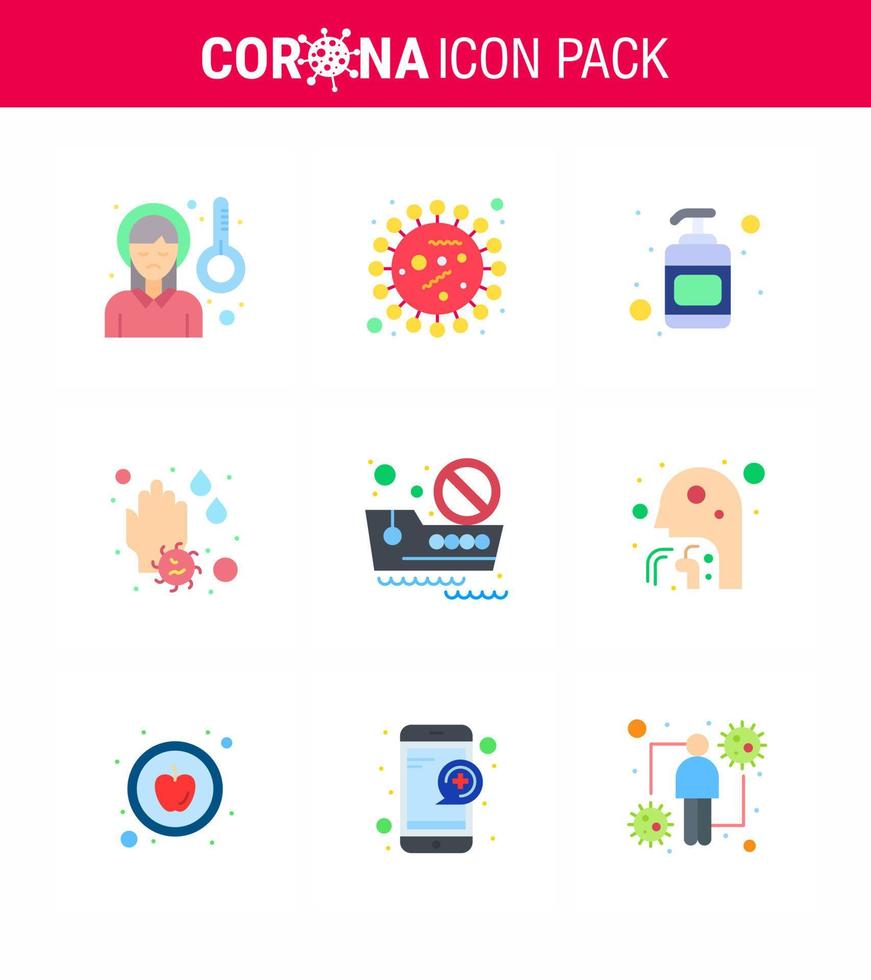 ensemble simple de covid19 protection bleu 25 icône pack icône inclus voyage interdit lavage virus savon désinfectant coronavirus viral 2019nov maladie vecteur éléments de conception