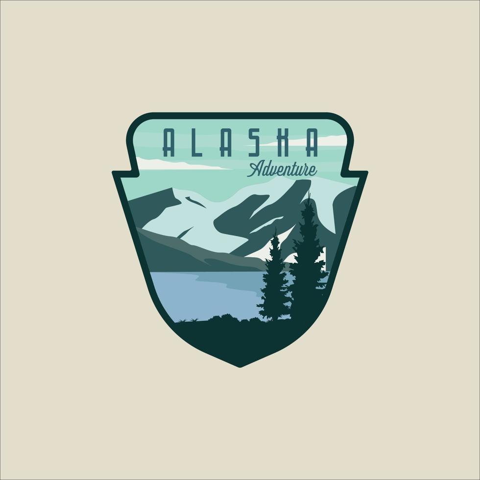 alaska voyage vecteur emblème logo illustration modèle conception graphique. bannière du parc national des états-unis d'amérique pour le concept de voyage