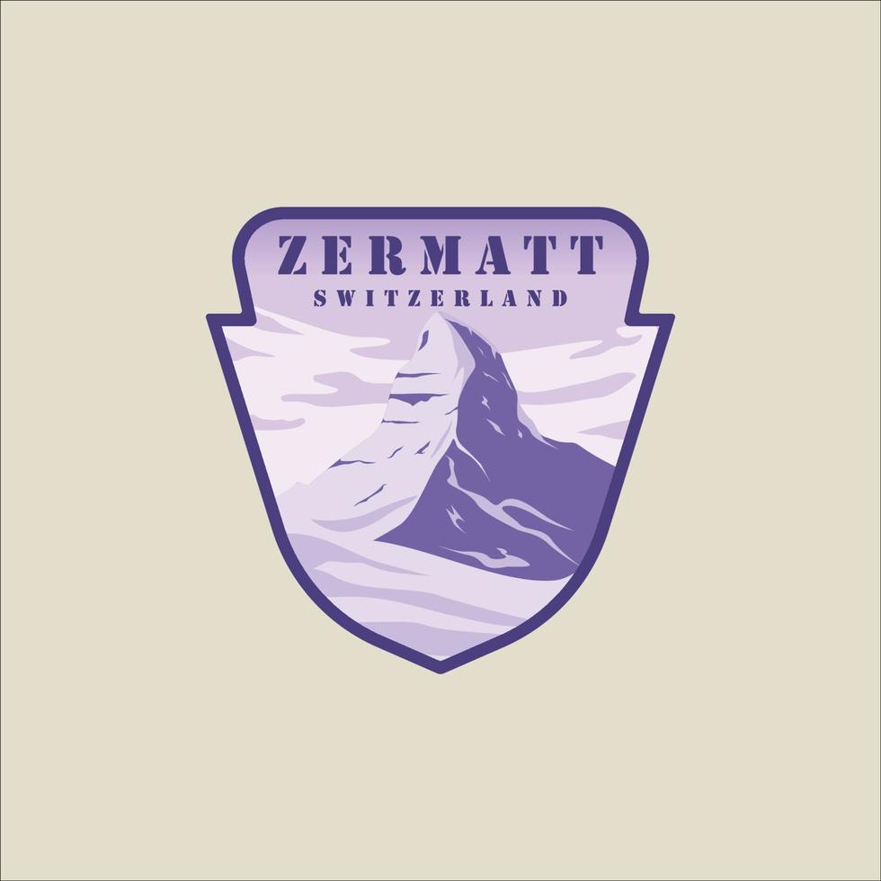 zermatt suisse emblème logo illustration vectorielle modèle conception graphique. bannière de neige d'hiver des alpes suisses pour les voyages ou le tourisme vecteur