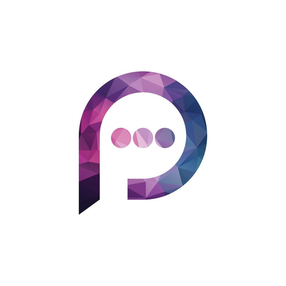 logo de communication de bulle de chat lettre p. chat à bulles avec création de logo initiale lettre p. vecteur