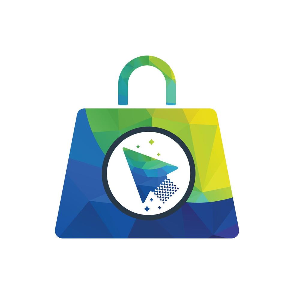 cliquez sur le vecteur de conception de logo de boutique. icône de sac à provisions pour le logo d'entreprise de boutique en ligne.