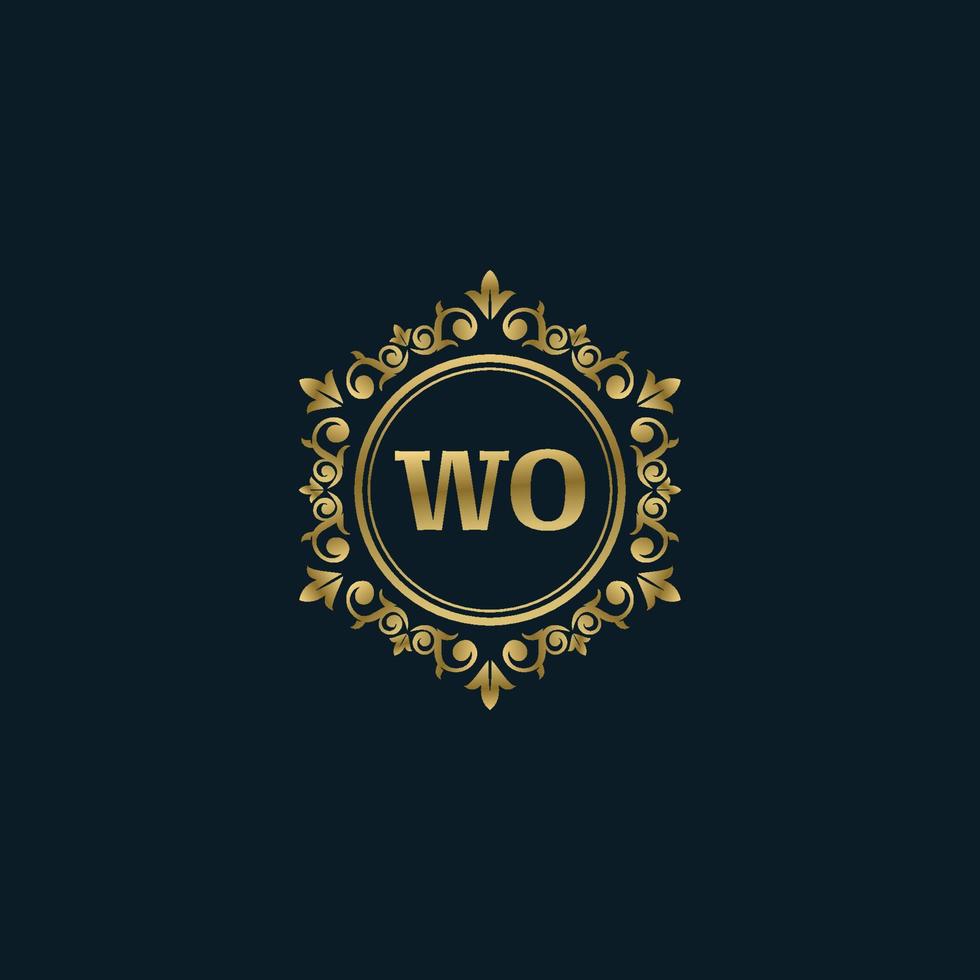 lettre wo logo avec modèle d'or de luxe. modèle vectoriel de logo d'élégance.