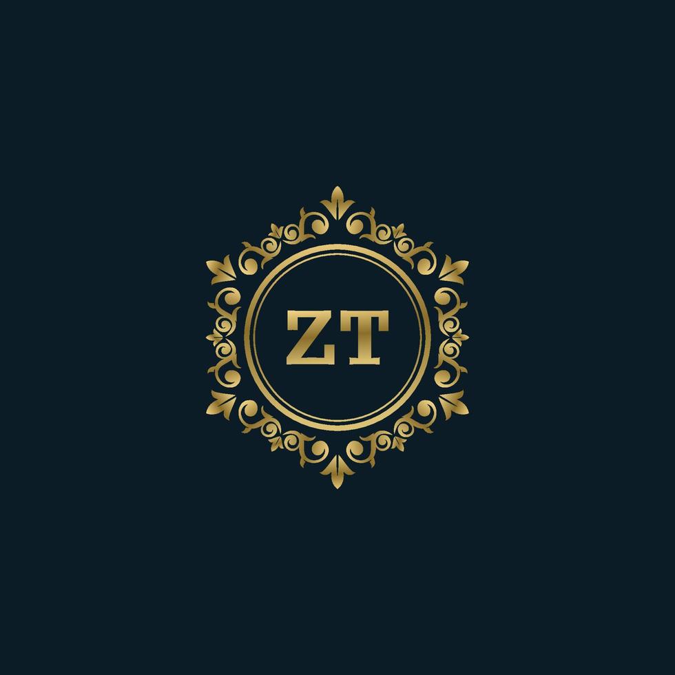 logo lettre zt avec modèle or de luxe. modèle vectoriel de logo d'élégance.