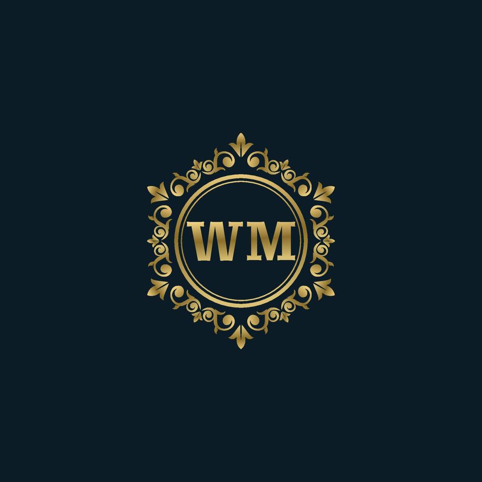 lettre wm logo avec modèle d'or de luxe. modèle vectoriel de logo d'élégance.