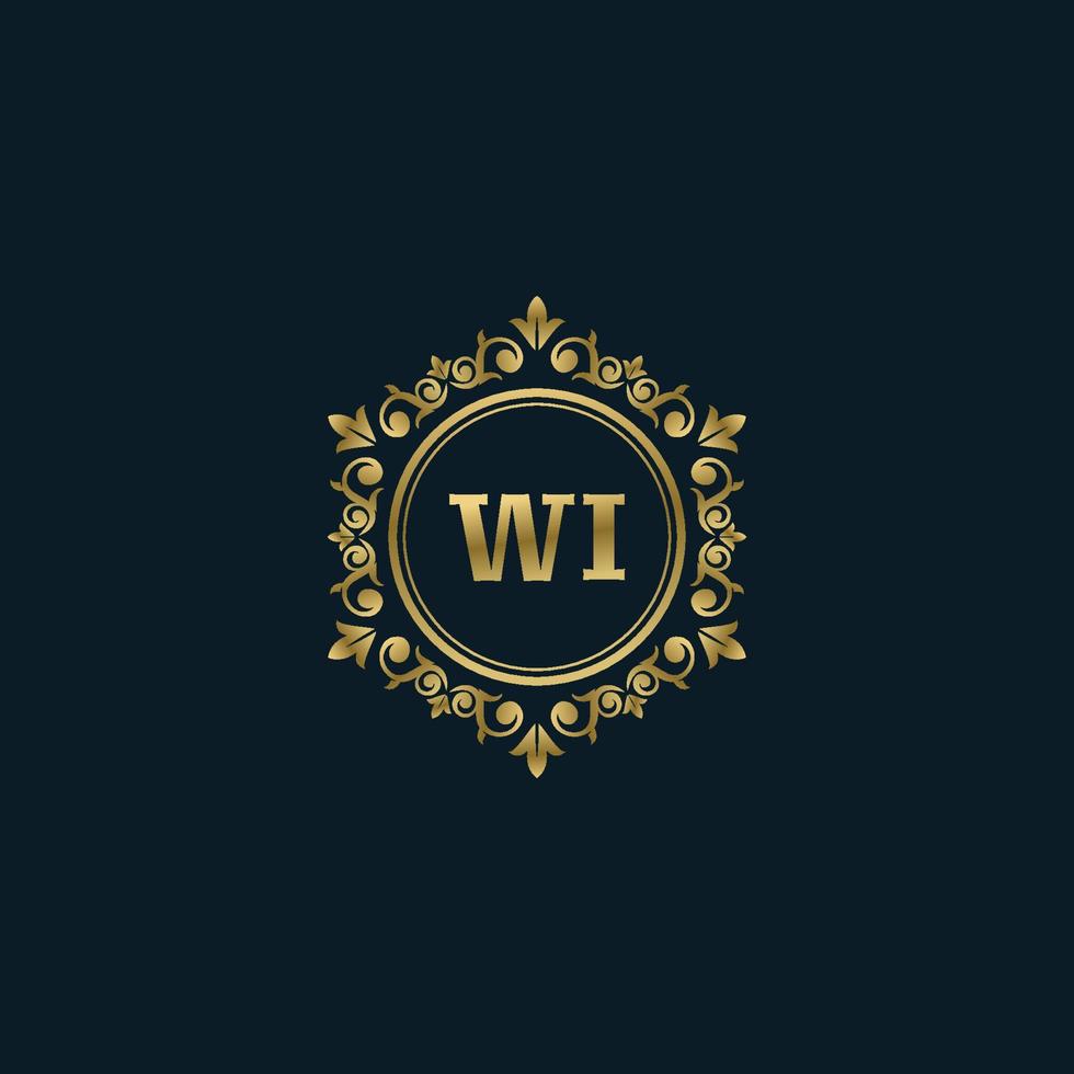 lettre wi logo avec modèle d'or de luxe. modèle vectoriel de logo d'élégance.