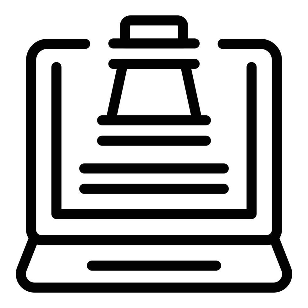 vecteur de contour d'icône de jeu d'échecs d'ordinateur. tableau en ligne