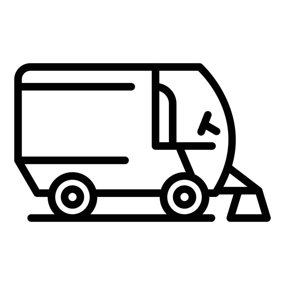 vecteur de contour d'icône de camion balayeuse. nettoyage des rues