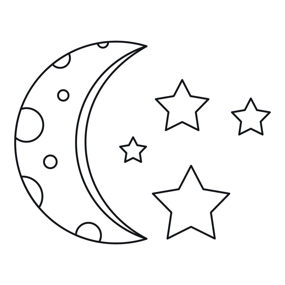 icône de la lune et des étoiles, style de contour vecteur