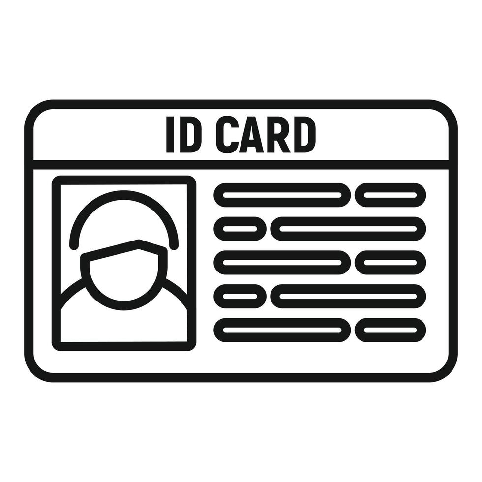 vecteur de contour d'icône de carte d'identité de personne. accès par badge