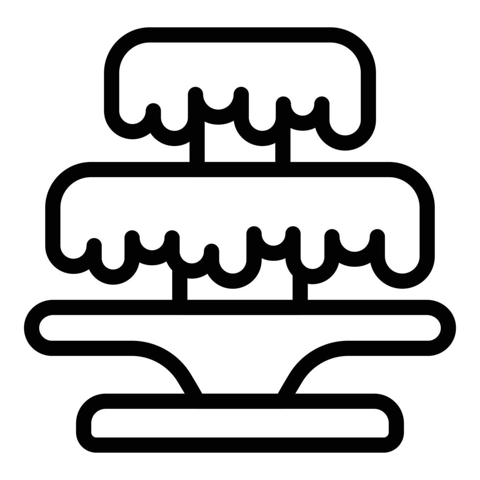 vecteur de contour d'icône de fontaine de chocolat de cascade. cacao aux fruits