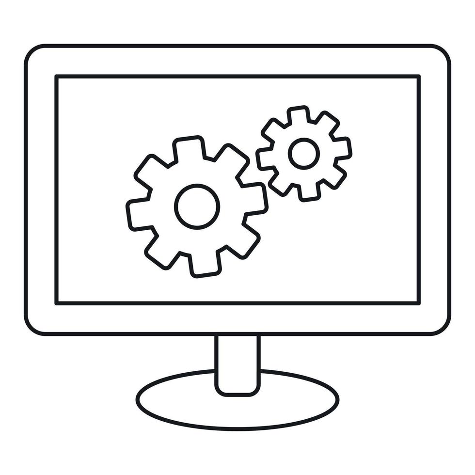 icône des paramètres du moniteur, style de contour vecteur