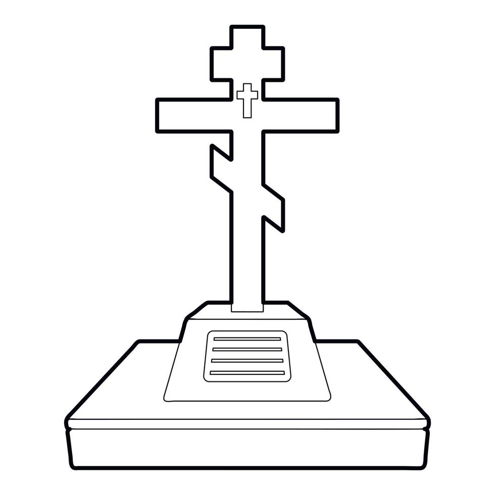 icône de tombe chrétienne, style de contour vecteur