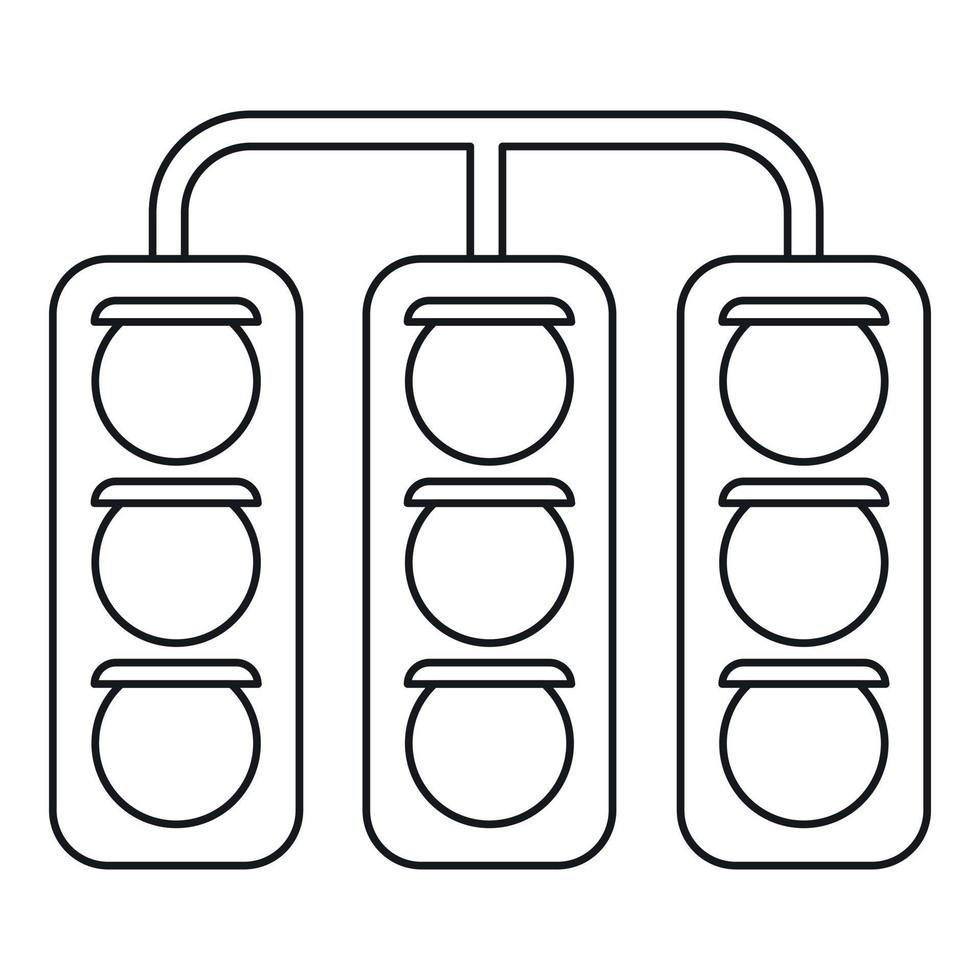 icône de feux de circulation de course, style de contour vecteur