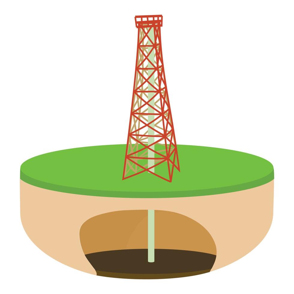 icône de derrick de pétrole, style cartoon vecteur