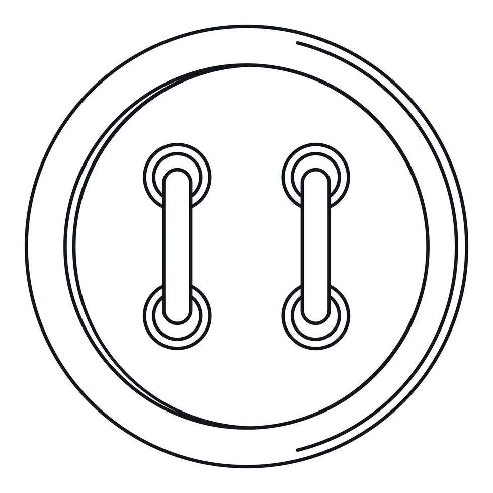 icône de bouton rond cousu, style de contour vecteur