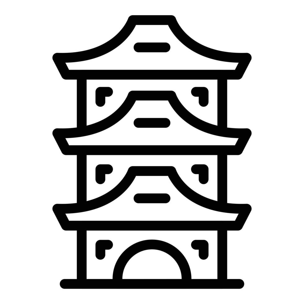 vecteur de contour d'icône de pagode de chine. bâtiment chinois