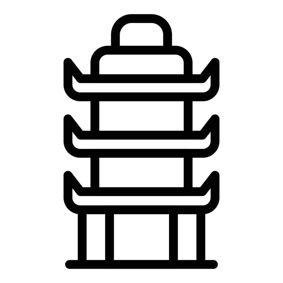 vecteur de contour d'icône de pagode de palais. bâtiment chinois