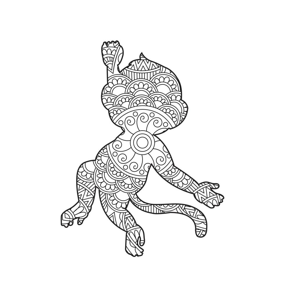 singe mandala coloriage pour adultes floral animal livre de coloriage isolé sur fond blanc antistress coloriage page illustration vectorielle vecteur