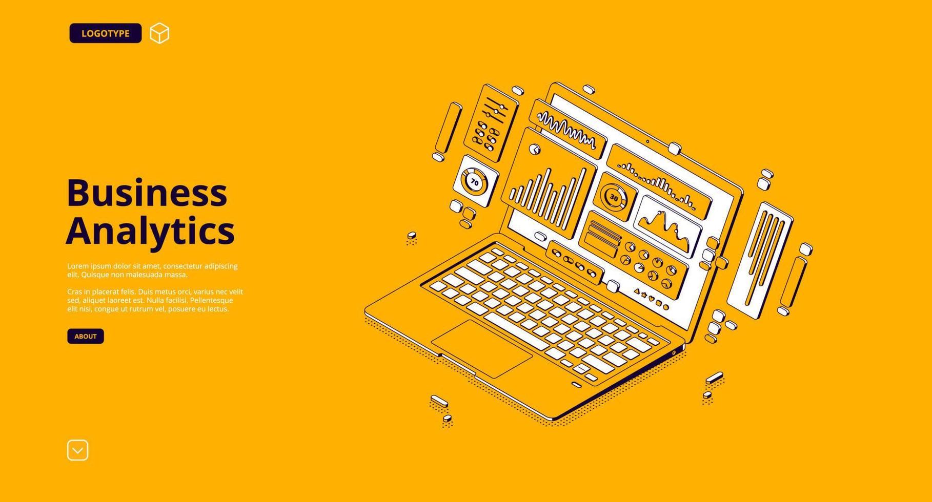 page de destination de vecteur d'analyse commerciale