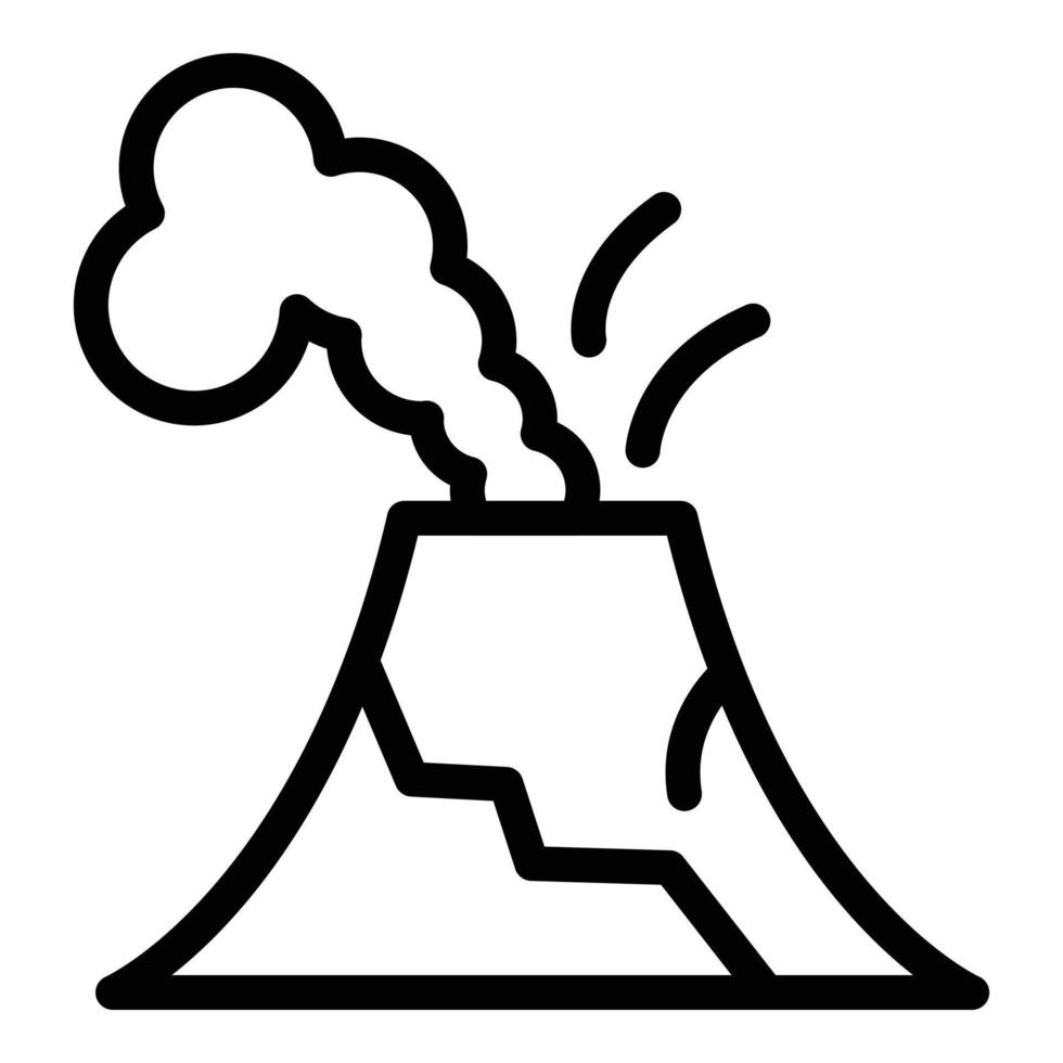 vecteur de contour d'icône d'éruption de volcan de pluie. paysage de magma