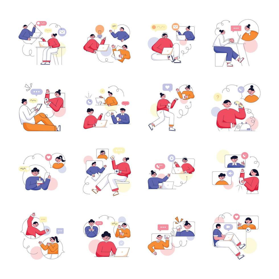 pack d'illustrations plates de conversation vecteur