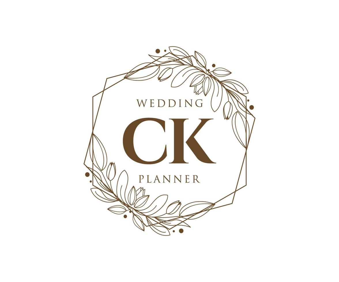 ck initiales lettre mariage monogramme logos collection, modèles minimalistes et floraux modernes dessinés à la main pour cartes d'invitation, réservez la date, identité élégante pour restaurant, boutique, café en image vectorielle vecteur