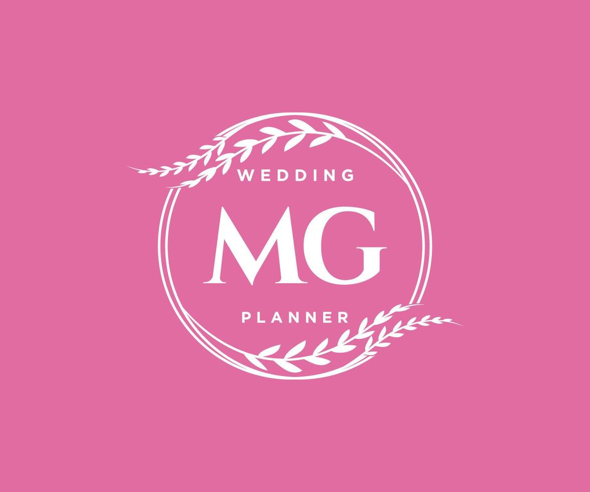 mg initiales lettre mariage monogramme logos collection, modèles minimalistes et floraux modernes dessinés à la main pour cartes d'invitation, réservez la date, identité élégante pour restaurant, boutique, café en image vectorielle vecteur