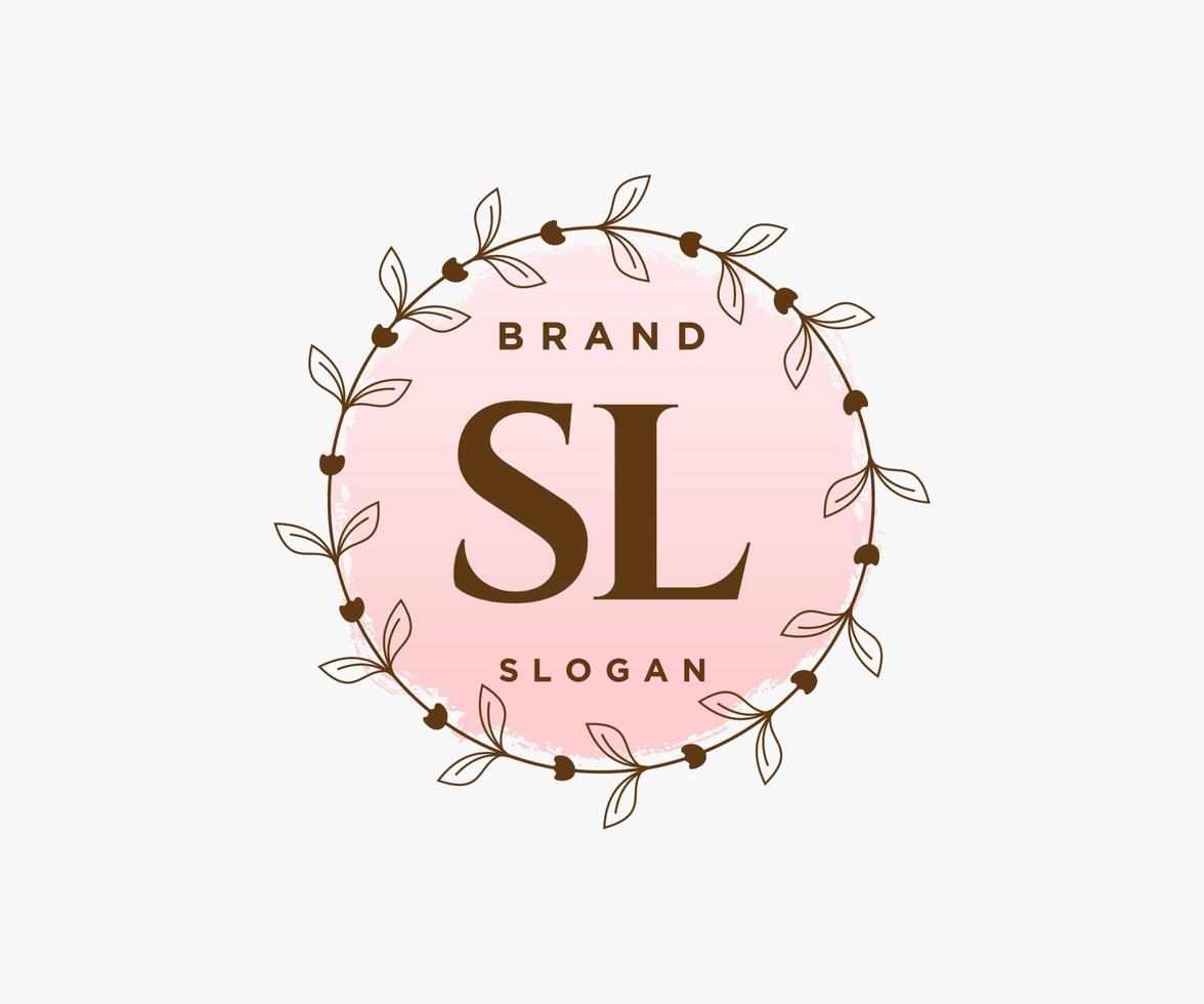 logo féminin initial sl. utilisable pour les logos nature, salon, spa, cosmétique et beauté. élément de modèle de conception de logo vectoriel plat.