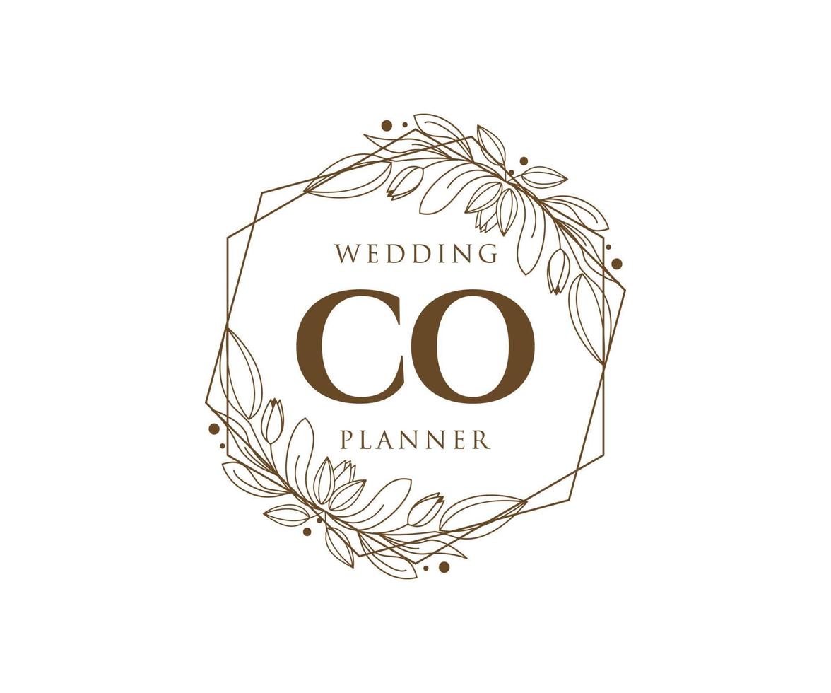 co initiales lettre mariage monogramme logos collection, modèles minimalistes et floraux modernes dessinés à la main pour cartes d'invitation, réservez la date, identité élégante pour restaurant, boutique, café en image vectorielle vecteur