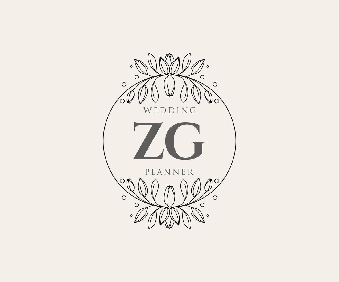 zg initiales lettre mariage monogramme logos collection, modèles minimalistes et floraux modernes dessinés à la main pour cartes d'invitation, réservez la date, identité élégante pour restaurant, boutique, café en image vectorielle vecteur