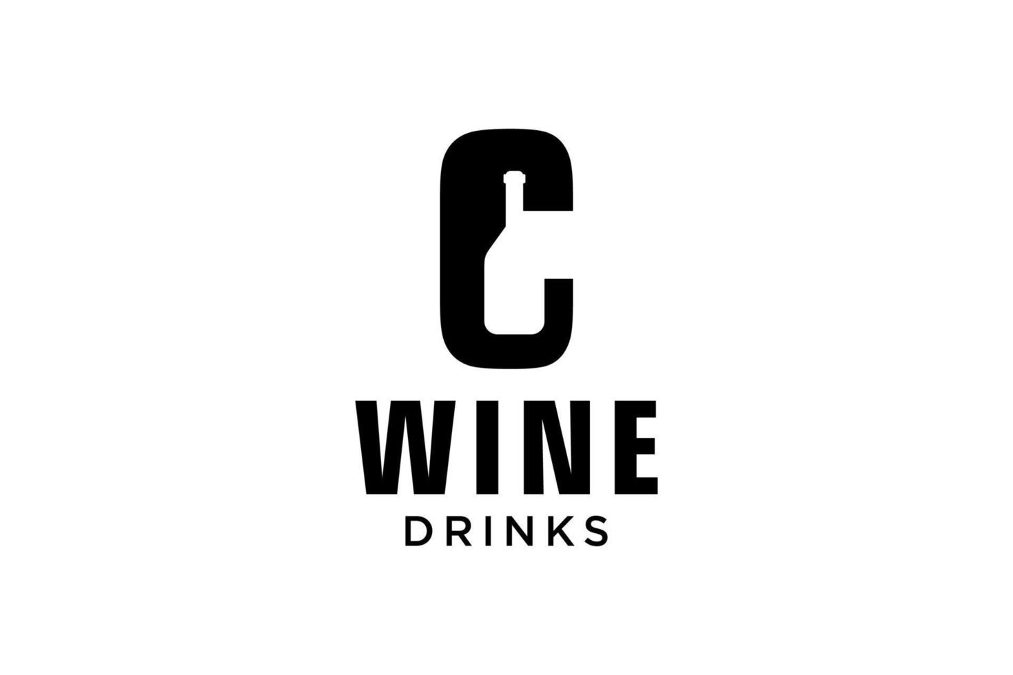 lettre initiale c avec modèle de conception de logo de bouteille de vin vecteur