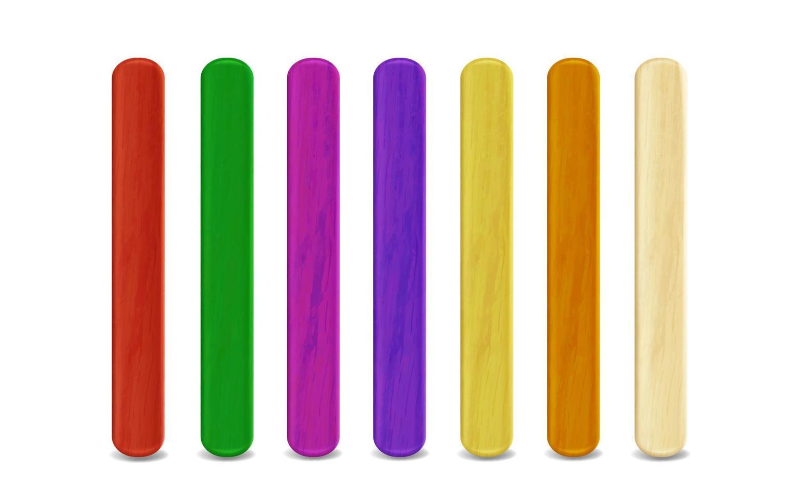 bâtonnets de bois colorés pour popsicle, popsticks vecteur
