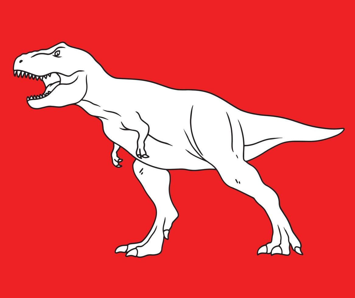 illustration vectorielle modifiable à la main de tyranosaurus rex ou t-rex. page de coloriage et livre de coloriage pour enfants vecteur