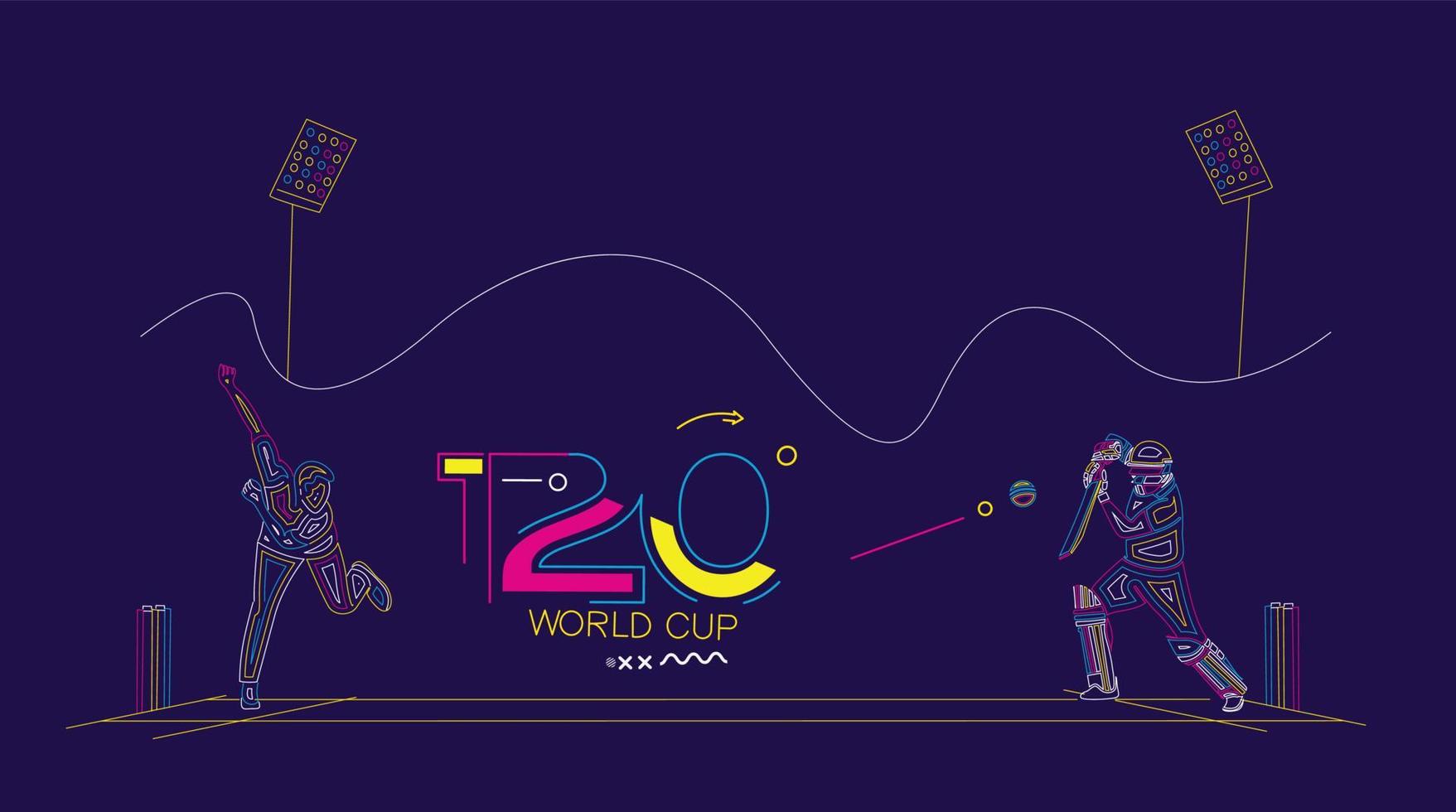 affiche du championnat de cricket de la coupe du monde t20, dépliant, modèle, brochure, décoration, conception de bannière. vecteur