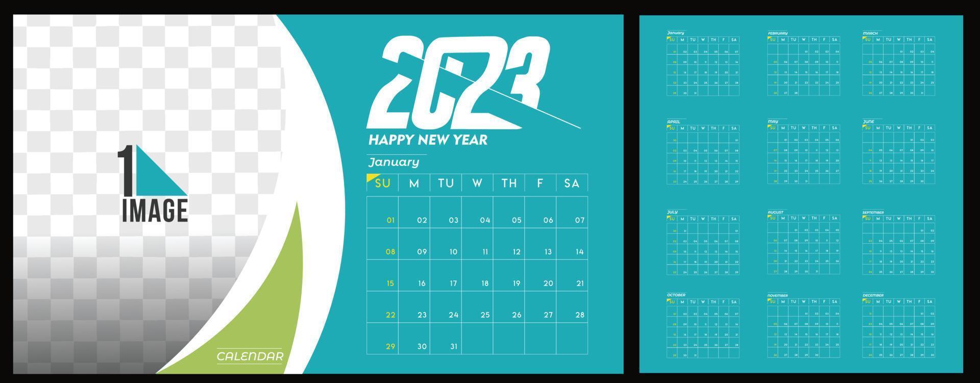 Conception de bonne année du calendrier 2023 avec l'espace de votre image.  14947990 Art vectoriel chez Vecteezy