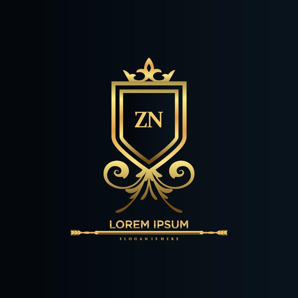 lettre zn initiale avec modèle royal.élégant avec vecteur de logo de couronne, illustration vectorielle de lettrage créatif logo.