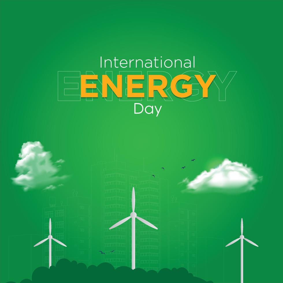 concept de journée internationale de l'énergie, journée mondiale de l'environnement journée nationale de la conservation de l'énergie. sauvez la planète économisez de l'énergie et créez un monde vert et respectueux de l'environnement. énergie verte, écologie et environnement vecteur