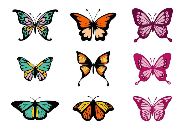 Vecteur de papillons colorés gratuits