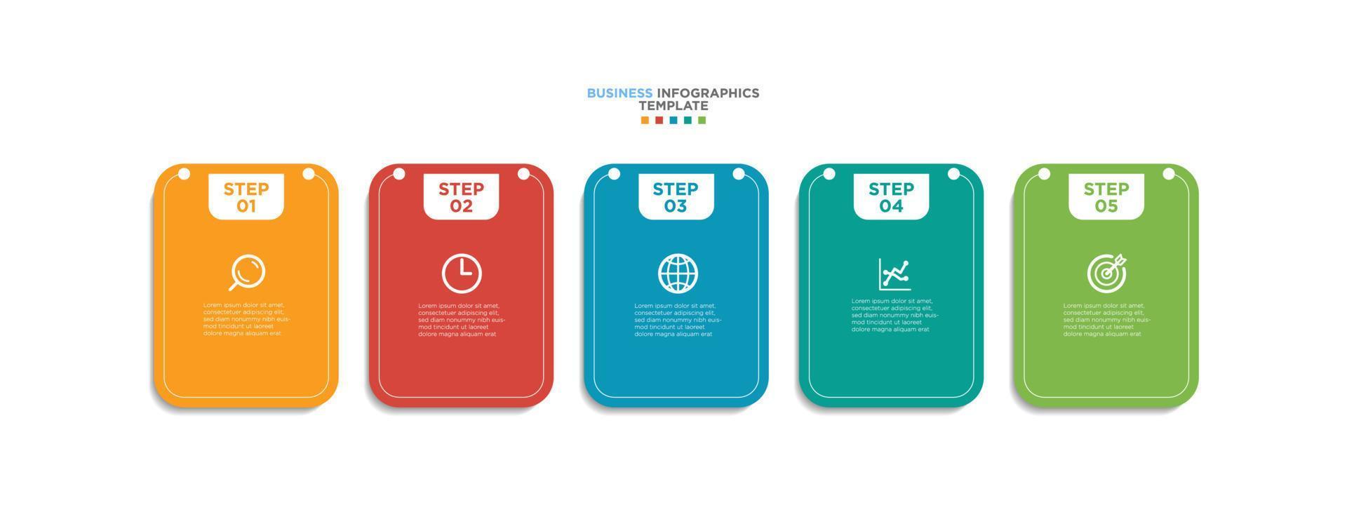 modèle de conception de chronologie d'infographie d'entreprise avec 5 étapes et informations sur les options. vecteur premium avec signe ou symbole modifiable. vecteur eps10