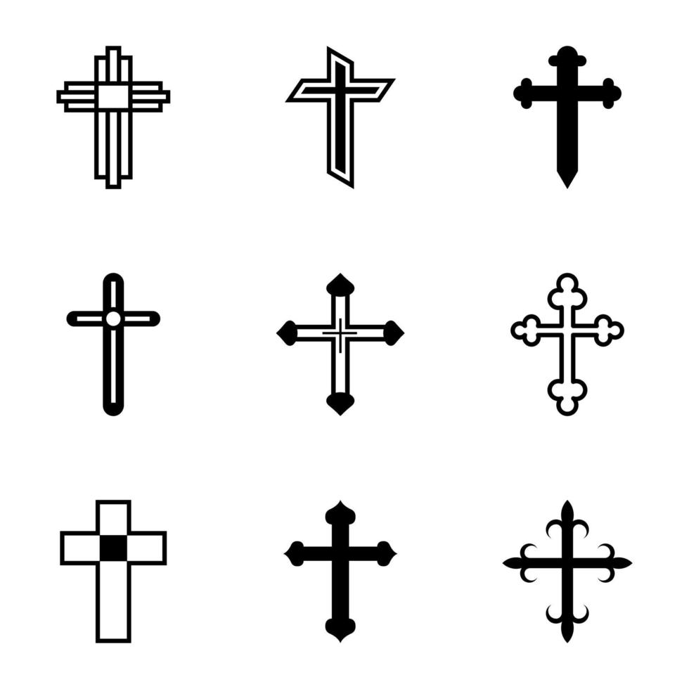ensemble d'icônes de glyphe de symboles chrétiens vecteur